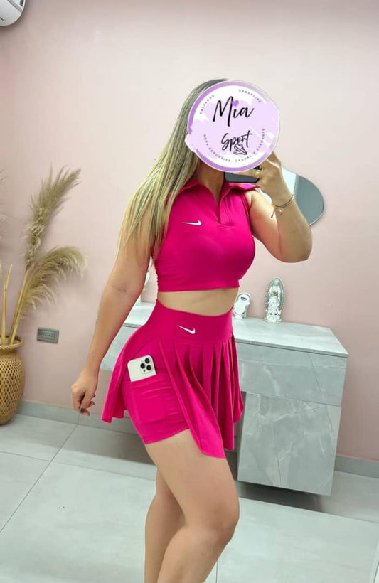 Conjunto Deportivo 2 en 1 Mujer – Top + Falda-Short con Bolsillo | Comodidad y Estilo