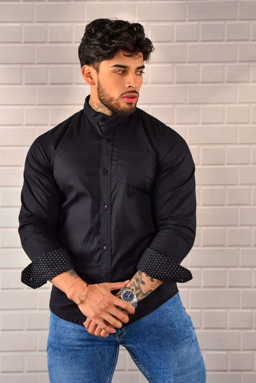 Camisa de Hombre Cuello Neru – Estilo Moderno y Elegante