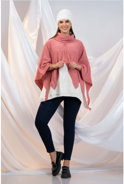 Duo Ruana con Gorro Ref 5497 – ¡Elegancia, calor y estilo en una sola prenda!